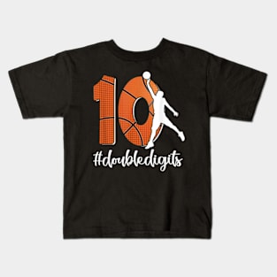 10th Birthday Double Digits Ten Basketball For Boys Men Kids T-Shirt